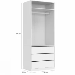 Dressing modulable blanc avec 2 penderies, 10 étagères et 3 tiroirs*IDMarket Discount