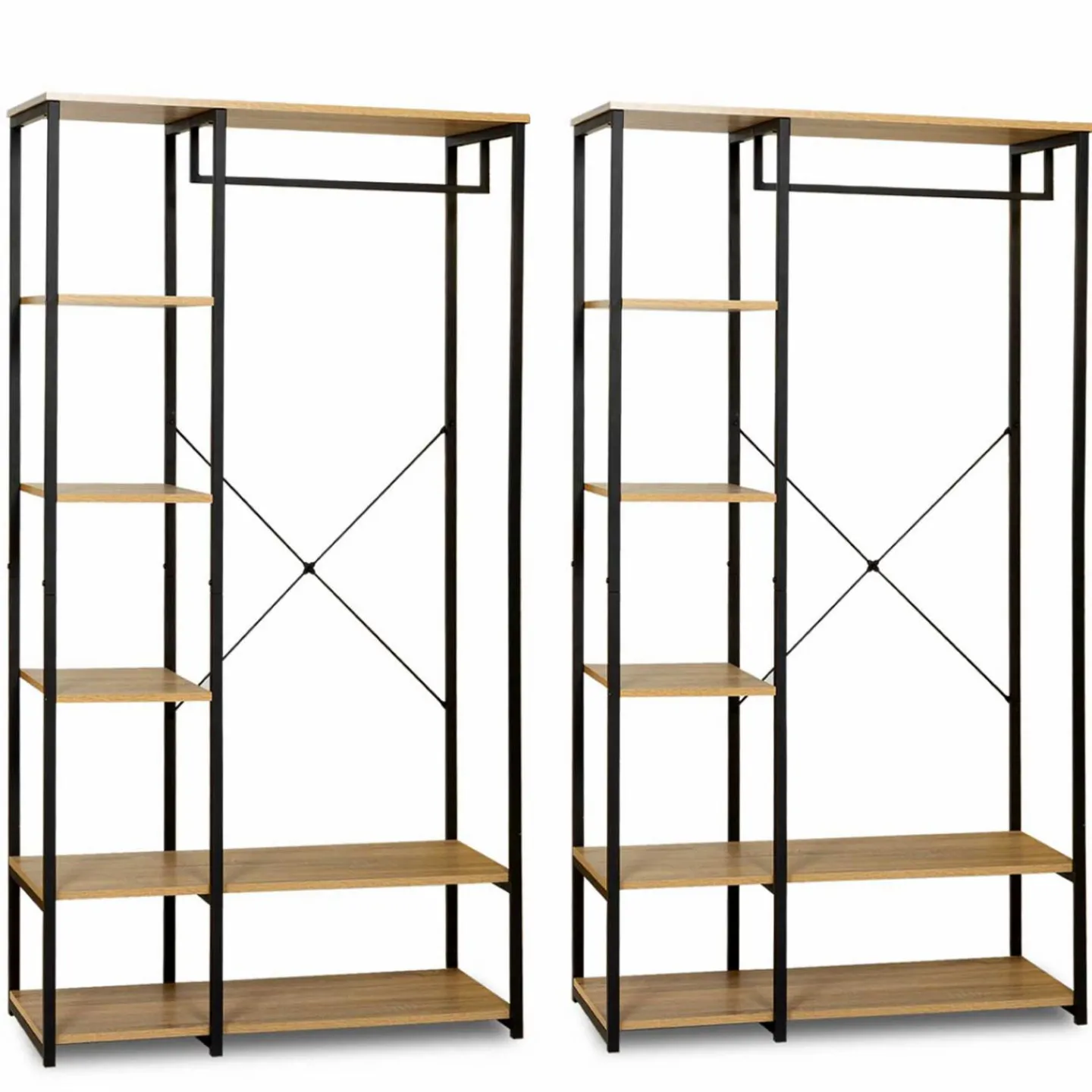 Dressing ouvert industriel 167 cm double penderie*IDMarket