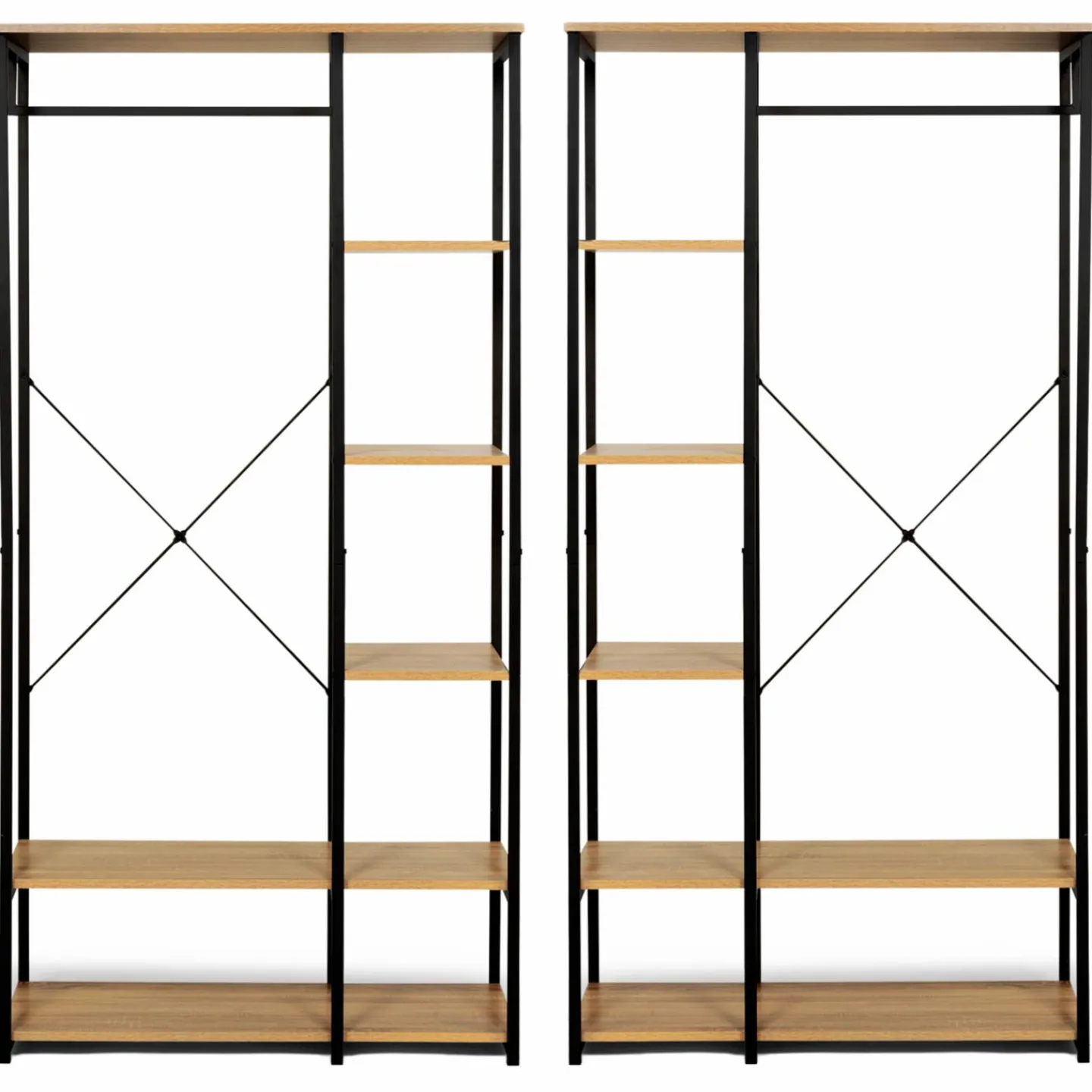 Dressing ouvert industriel 167 cm double penderie*IDMarket