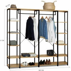 Dressing ouvert industriel 167 cm double penderie*IDMarket