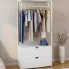 Dressing penderie 2 tiroirs bois blanc et métal blanc L. 80 cm*IDMarket