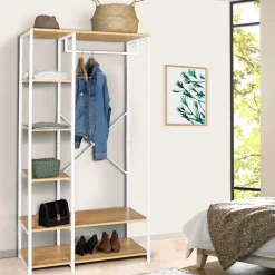 Dressing penderie avec étagère style industriel blanc 90 cm*IDMarket Hot