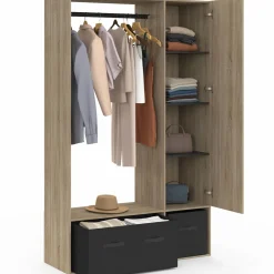 Dressing penderie avec étagères et rangements noirs*IDMarket Clearance