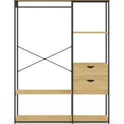 Dressing penderie avec étagères et 2 tiroirs L. 130 cm design industriel*IDMarket New