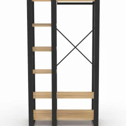 Dressing penderie avec étagère noir et bois 90 cm*IDMarket Best