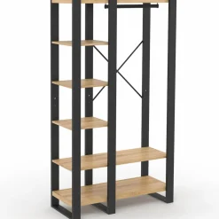 Dressing penderie avec étagère noir et bois 90 cm*IDMarket Best