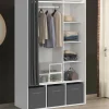 Dressing penderie blanc avec rideaux gris*IDMarket Outlet