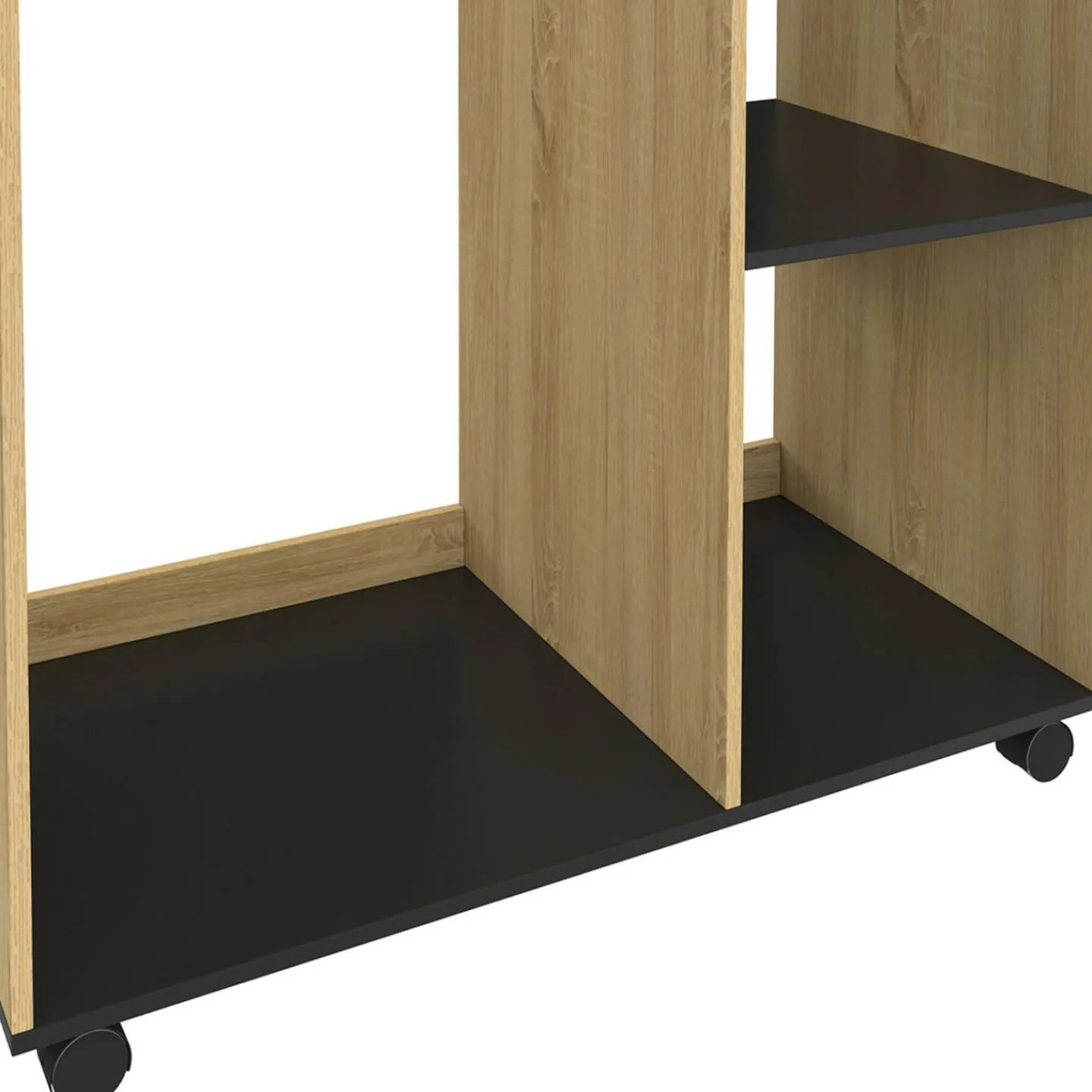 Dressing penderie RACHEL 80 x 40 x 120 cm à roulettes hêtre et noir*IDMarket New