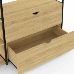 Dressing penderie étagères 2 tiroirs design industriel L. 113 cm*IDMarket Discount