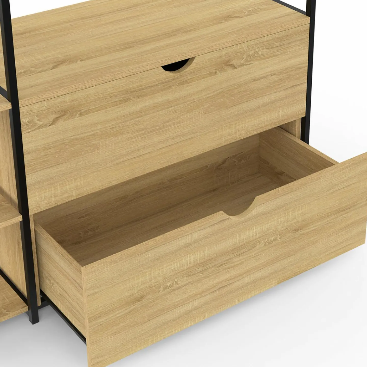 Dressing penderie étagères 2 tiroirs design industriel L. 113 cm*IDMarket Discount