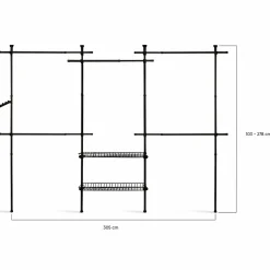 Dressing télescopique extensible 5 penderies 2 paniers en métal noir*IDMarket New