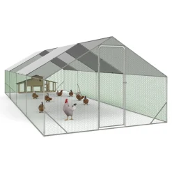 Enclos à poules 24 m2 parc grillagé 8x3m*IDMarket Discount