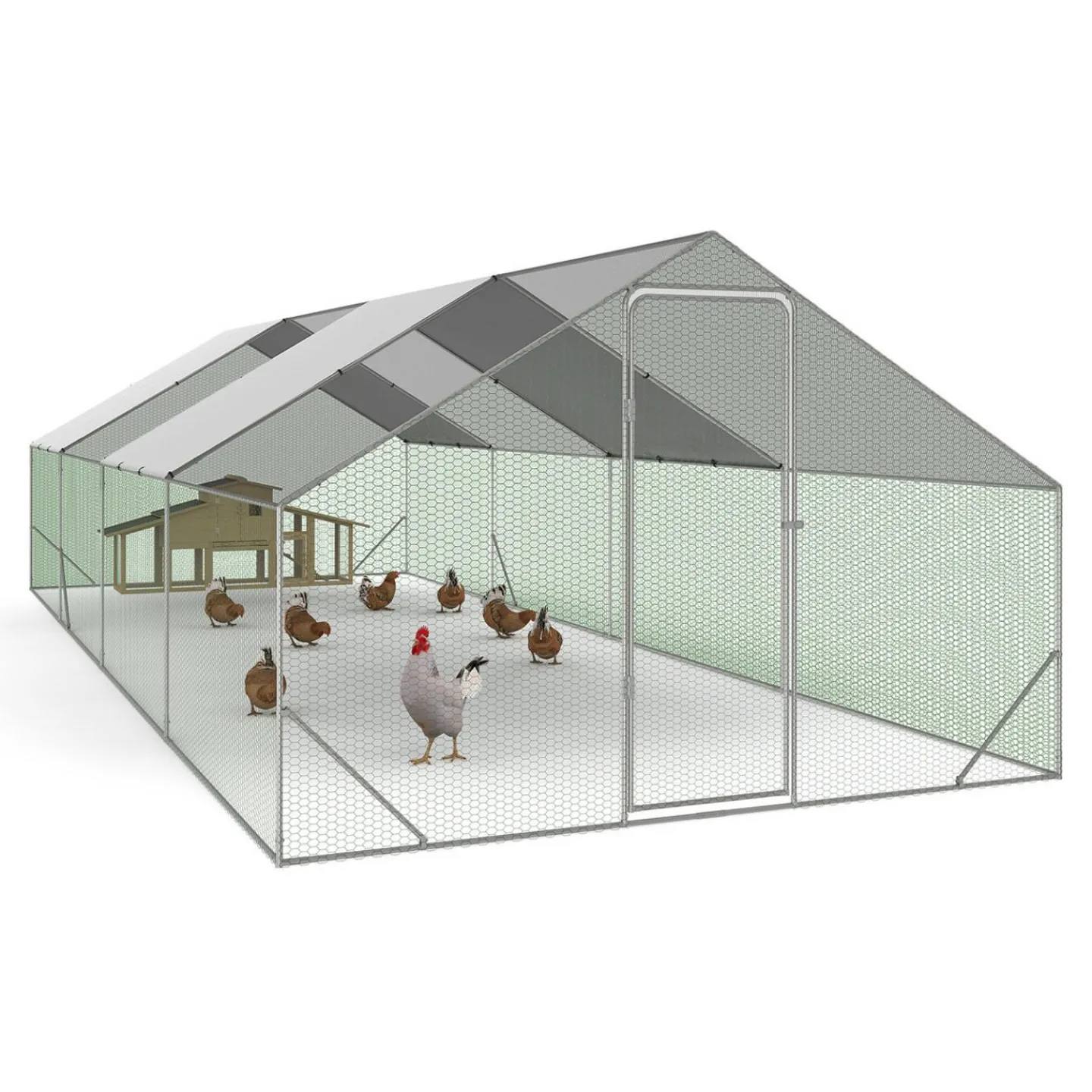 Enclos à poules 24 m2 parc grillagé 8x3m*IDMarket Discount