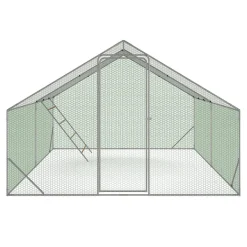 Enclos poulailler 12 m² en acier galvanisé avec perchoir*IDMarket Hot