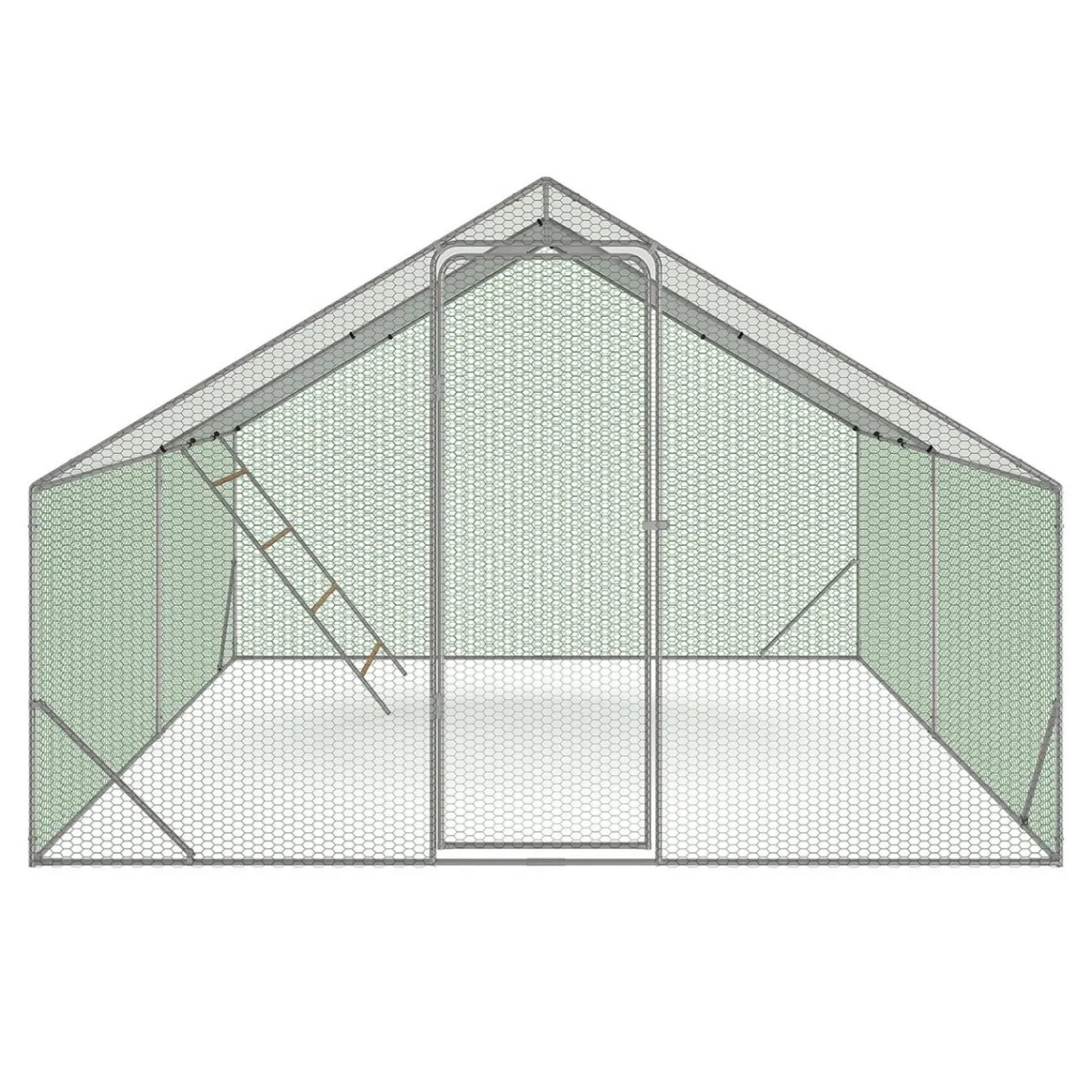 Enclos poulailler 12 m² en acier galvanisé avec perchoir*IDMarket Hot