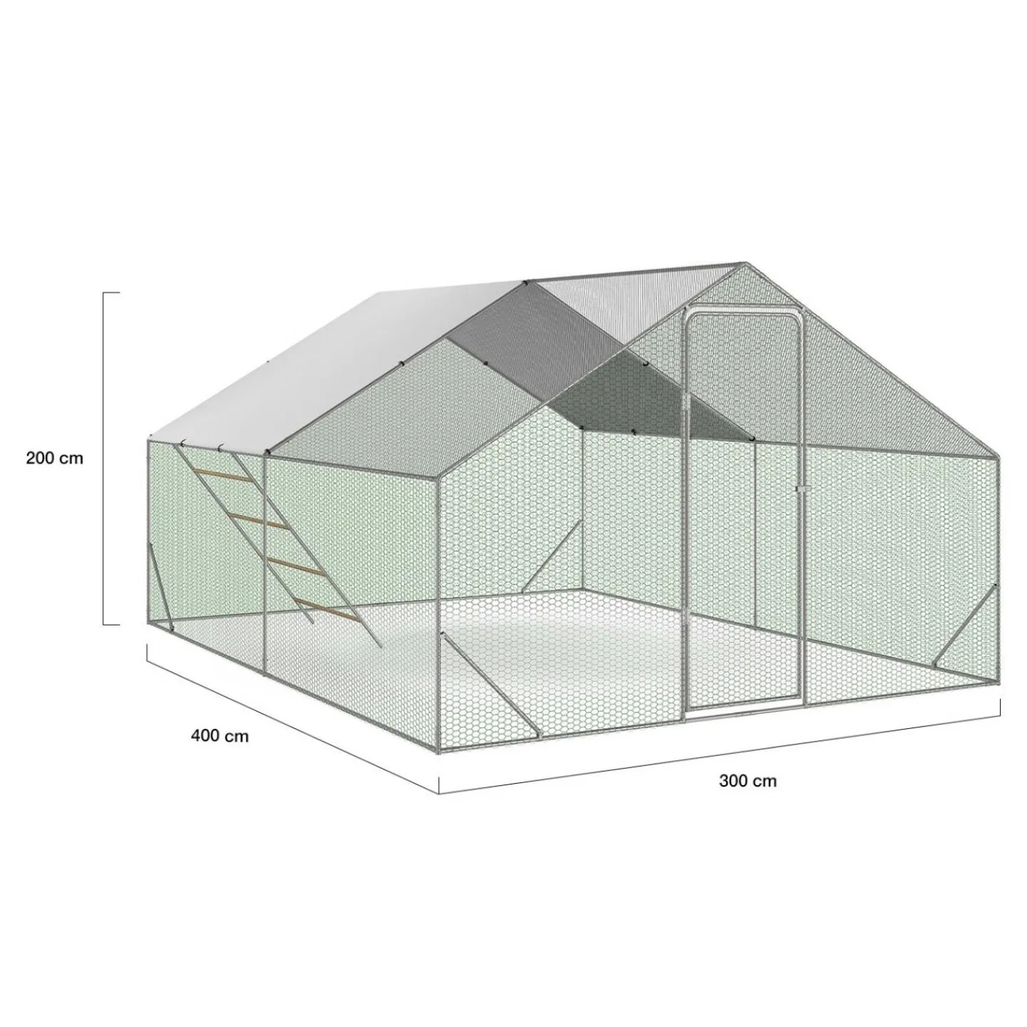 Enclos poulailler 12 m² en acier galvanisé avec perchoir*IDMarket Hot