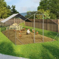 Enclos poulailler 18 m2 parc grillagé 6x3m acier galvanisé*IDMarket Online