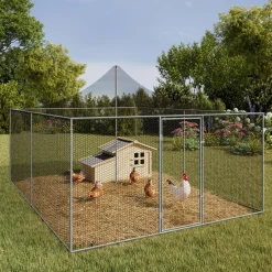 Enclos poulailler acier galvanisé 12m² 3x4 m*IDMarket Outlet