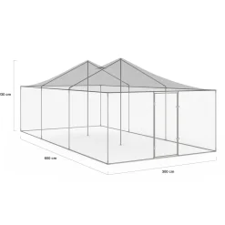 Enclos poulailler en acier galvanisé 18 m² 6x3 m volière extérieure XXL*IDMarket Clearance