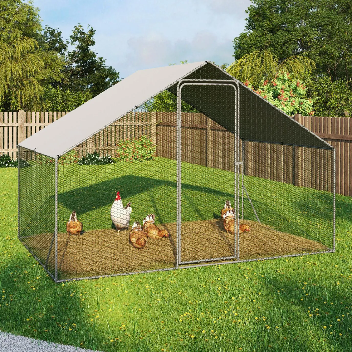 Enclos poules 6 m2 parc grillagé 3x2m acier galvanisé*IDMarket Hot