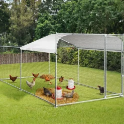 Enclos poules 2x4m acier galvanisé*IDMarket New