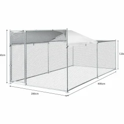 Enclos poules 2x4m acier galvanisé*IDMarket New