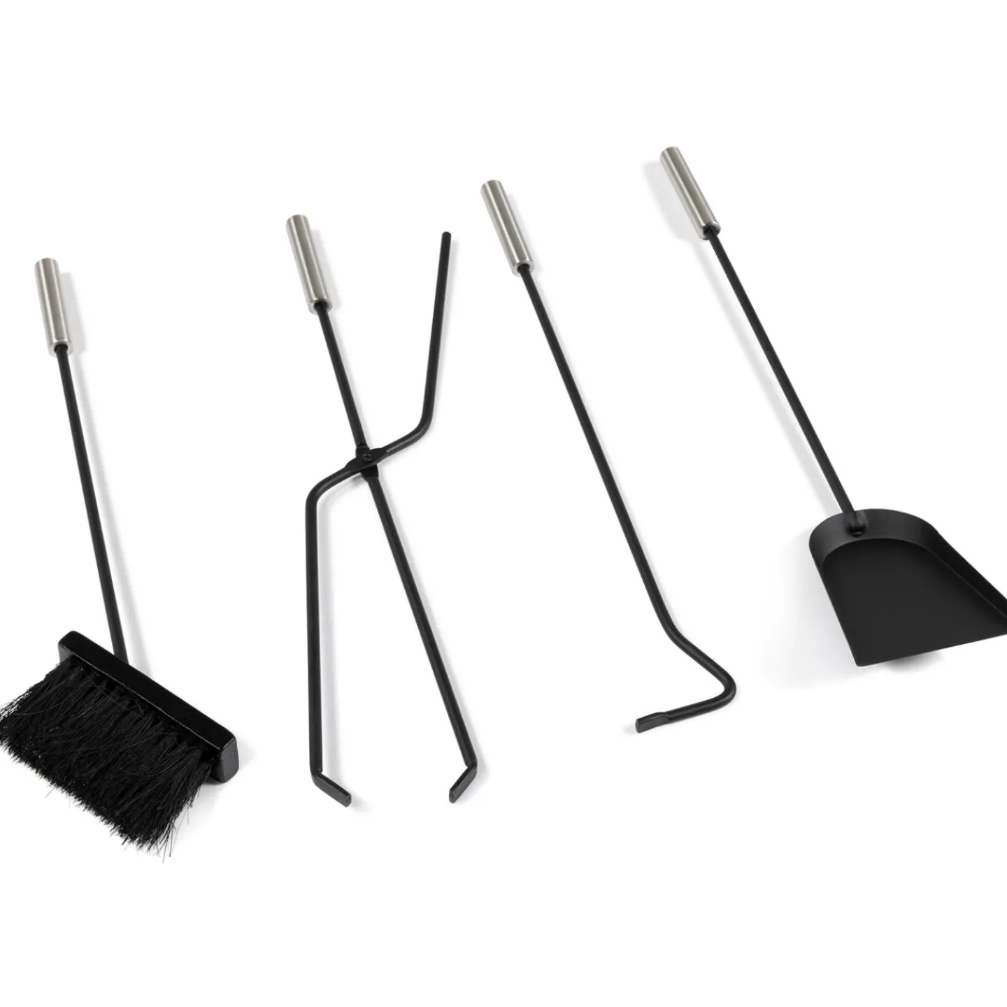 Ensemble d'accessoires de cheminée noir inox avec support*IDMarket Best