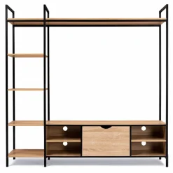 Ensemble meuble TV industriel avec étagères*IDMarket Discount