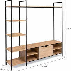 Ensemble meuble TV industriel avec étagères*IDMarket Discount