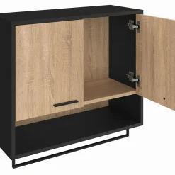 Ensemble meubles de buanderie pour machine à laver noir et hêtre*IDMarket Online