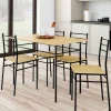 Ensemble table à manger + 4 chaises métal noir et bois*IDMarket Online