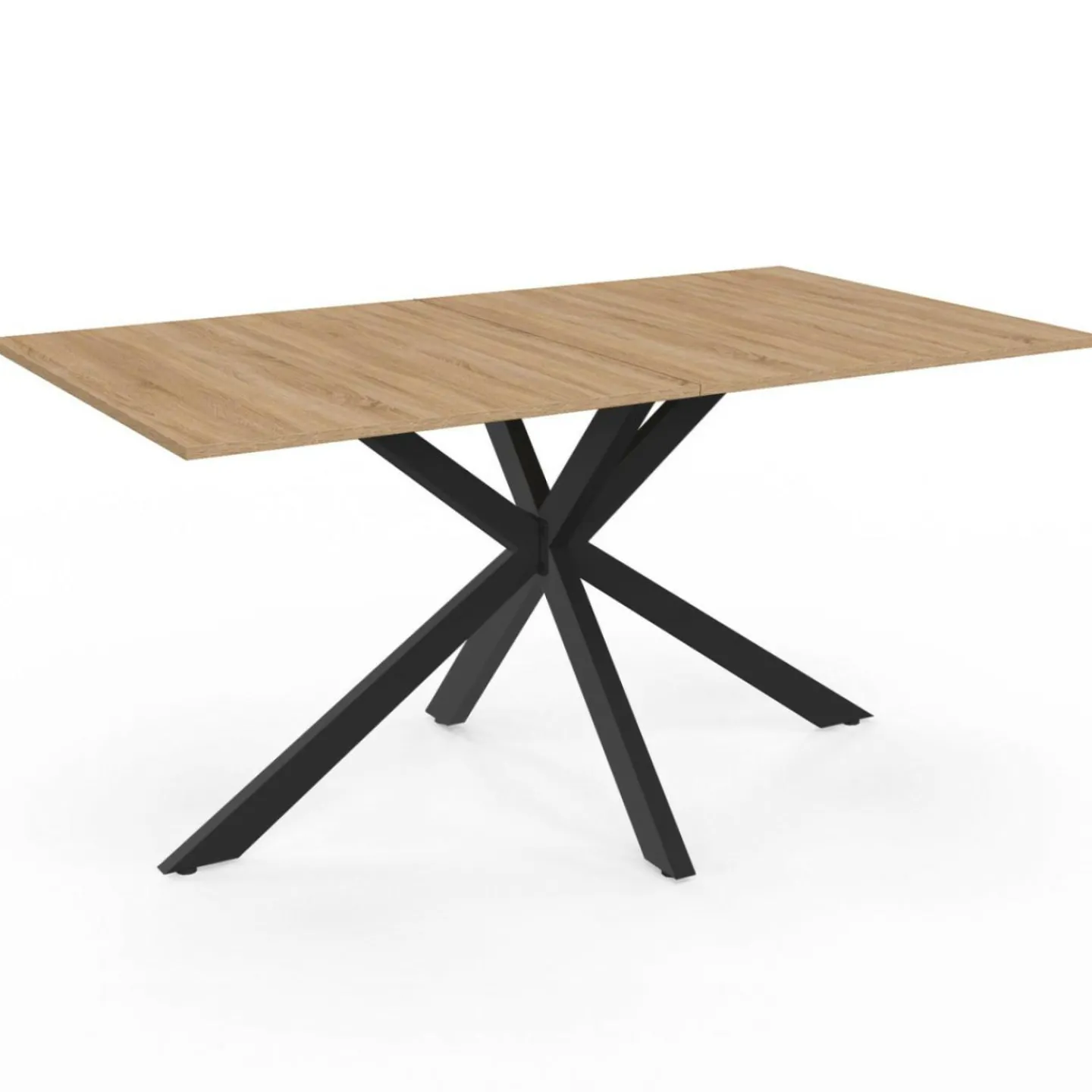 Ensemble table à manger rectangle 160 cm bois et noir et 6 chaises en velours gris foncé*IDMarket Best