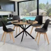 Ensemble table à manger ronde 110 cm bois et noir et 4 chaises noires*IDMarket Best