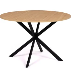 Ensemble table à manger ronde 110 cm bois et noir et 4 chaises noires*IDMarket Best