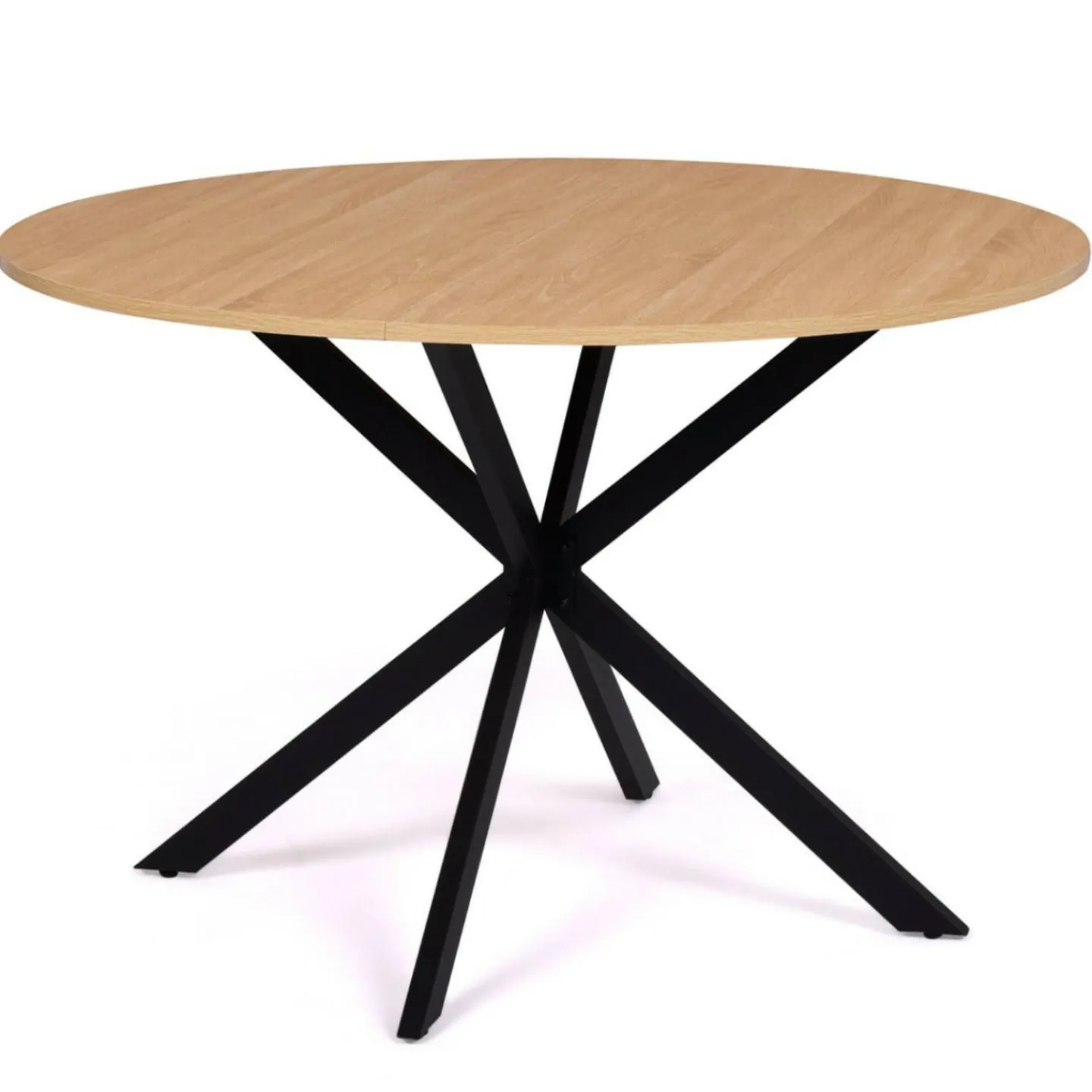 Ensemble table à manger ronde 110 cm bois et noir et 4 chaises noires*IDMarket Best