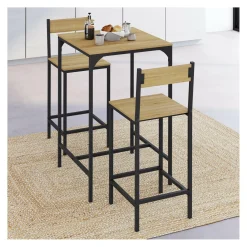 Ensemble table de bar carrée 60 cm et 2 chaises de bar design industriel*IDMarket Hot