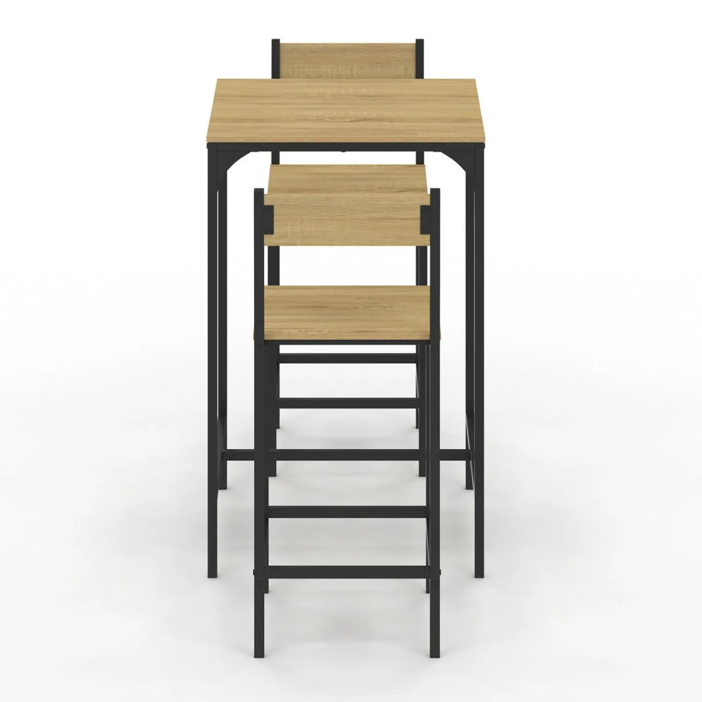 Ensemble table de bar carrée 60 cm et 2 chaises de bar design industriel*IDMarket Hot