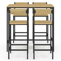Ensemble table de bar et 4 chaises de bar industrielles*IDMarket Best