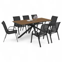Ensemble table et chaise salon de jardin 8 personnes pied araignée noir*IDMarket Best
