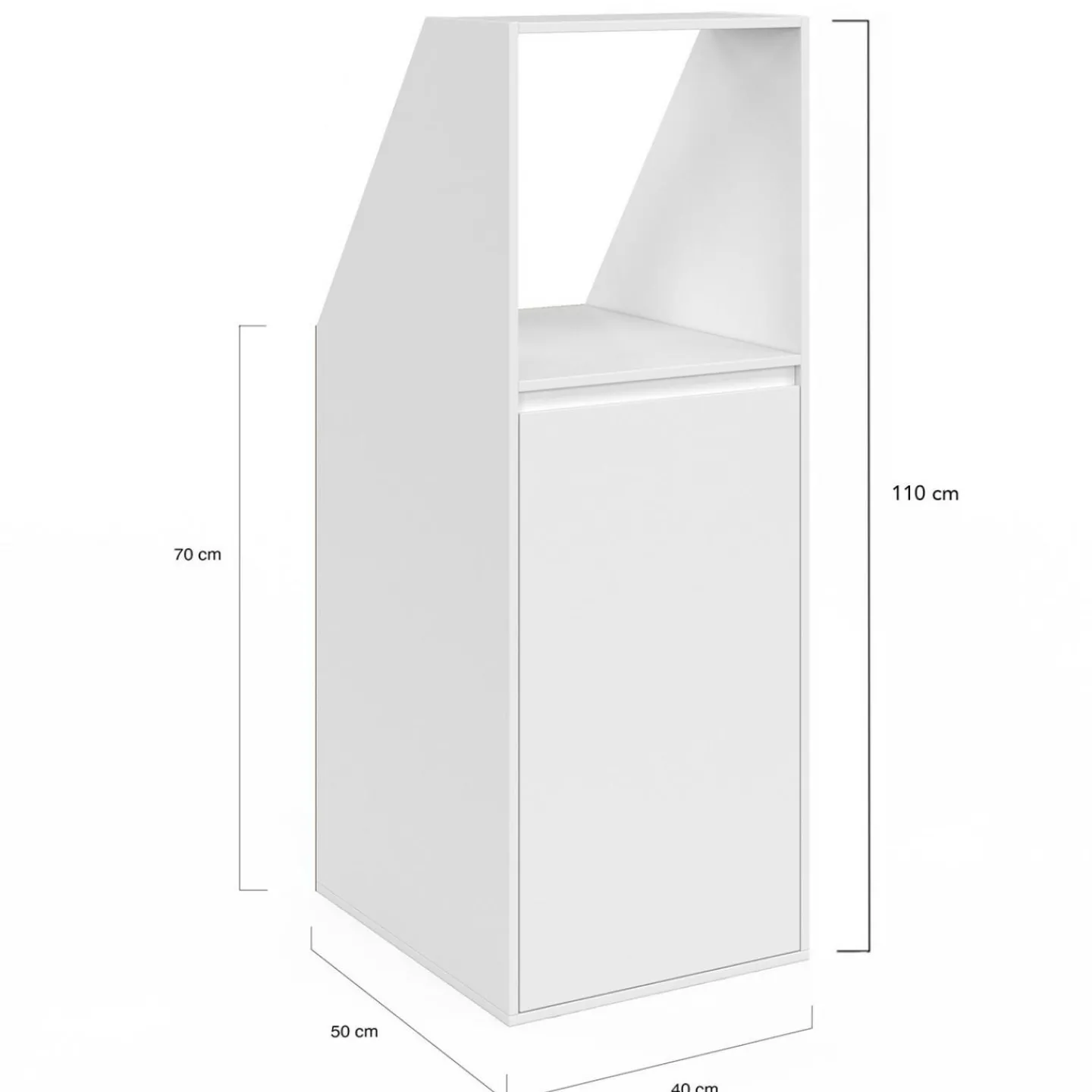 Ensemble étagère 2 niveaux, armoire 2 portes et 1 porte + 1 niche sous pente Blanche*IDMarket Clearance