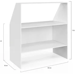 Ensemble étagère 2 niveaux, armoire 2 portes et 1 porte + 1 niche sous pente Blanche*IDMarket Clearance