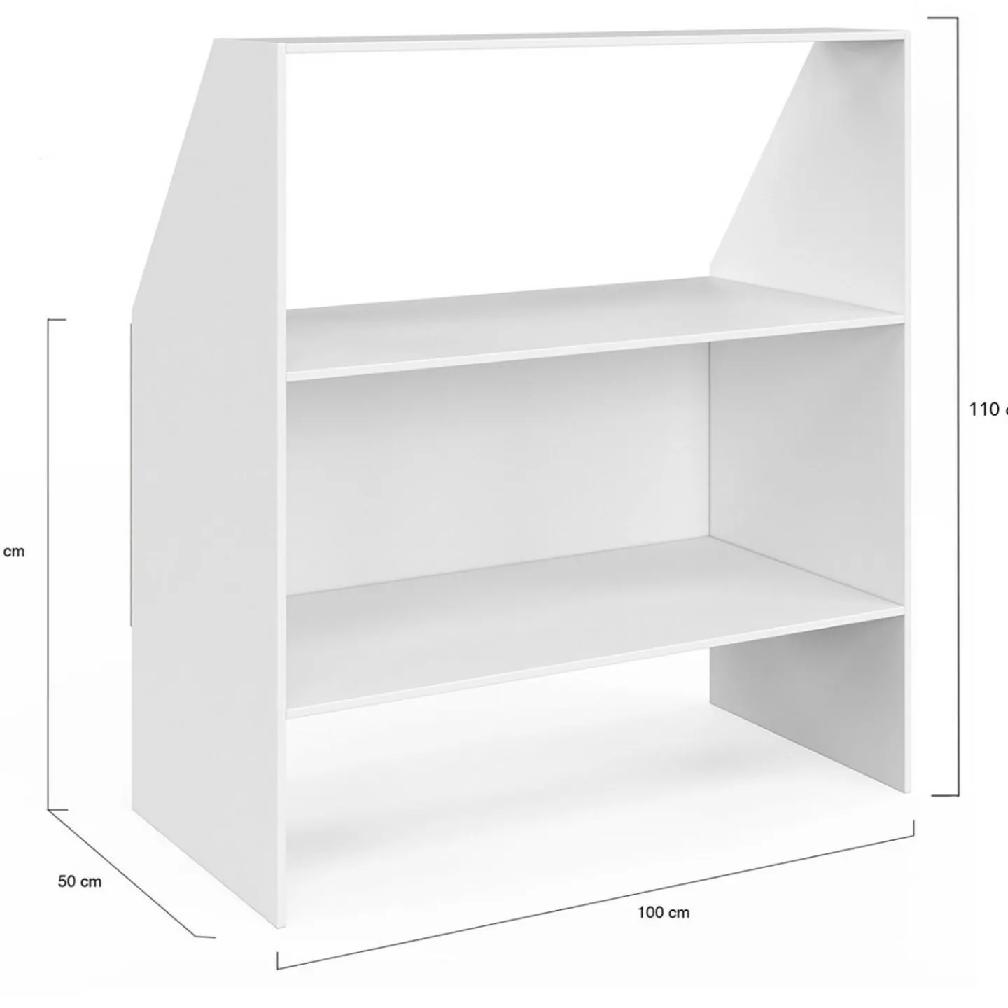 Ensemble étagère 2 niveaux, armoire 2 portes et 1 porte + 1 niche sous pente Blanche*IDMarket Clearance