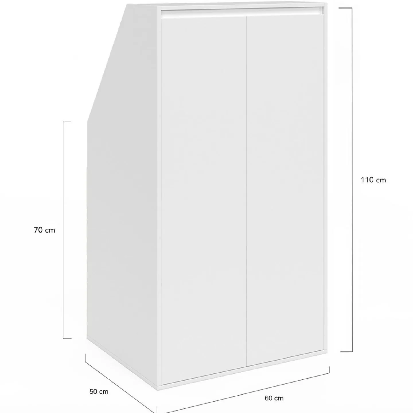 Ensemble étagère 2 niveaux, armoire 2 portes et 1 porte + 1 niche sous pente Blanche*IDMarket Clearance