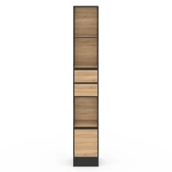 Etagère bibliothèque 190 cm 3 étagères 2 tiroirs 1 placard noir et effet bois*IDMarket Sale