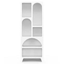 Etagère bibliothèque 6 compartiments style organique bois blanc*IDMarket Clearance