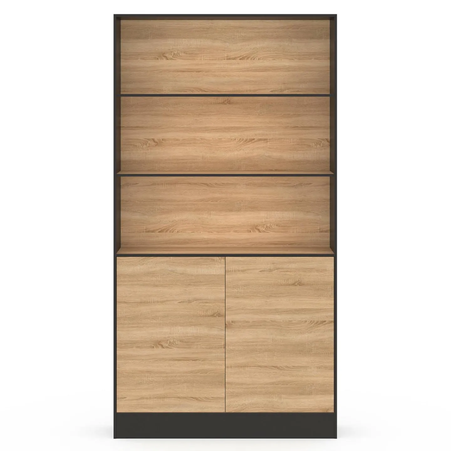 Etagère bibliothèque 3 niveaux XXL 1 placard noir et effet bois 190 cm*IDMarket