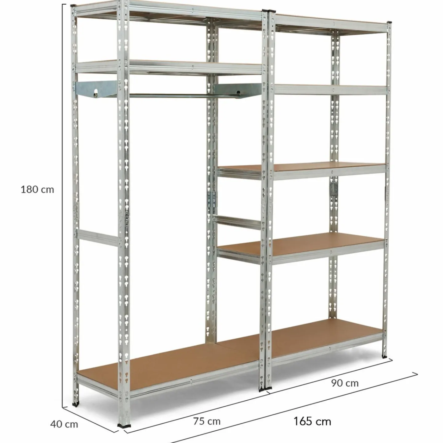 Etagère charge lourde 8 plateaux avec vestiaire*IDMarket Outlet