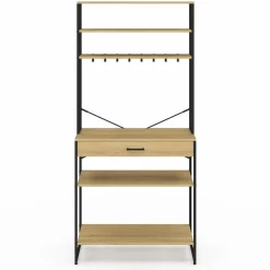 Etagère de cuisine industrielle avec tiroir et crochets 80 cm*IDMarket