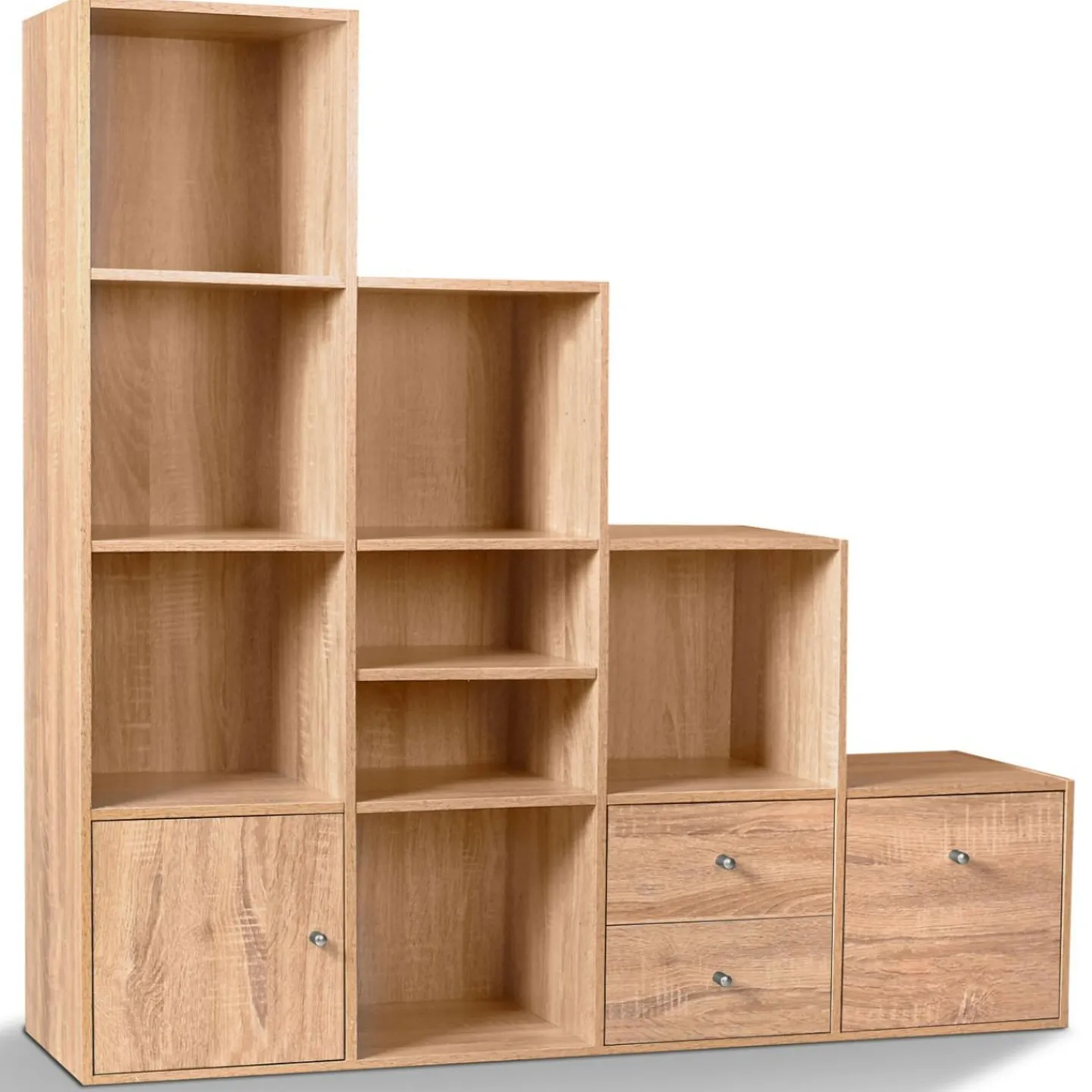 Etagère escalier 4 niveaux bois imitation hêtre*IDMarket