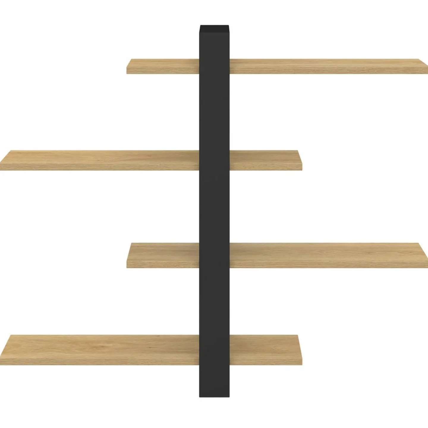 Etagère murale avec étagères coulissantes ORA 4 niveaux façon hêtre et noir*IDMarket Best